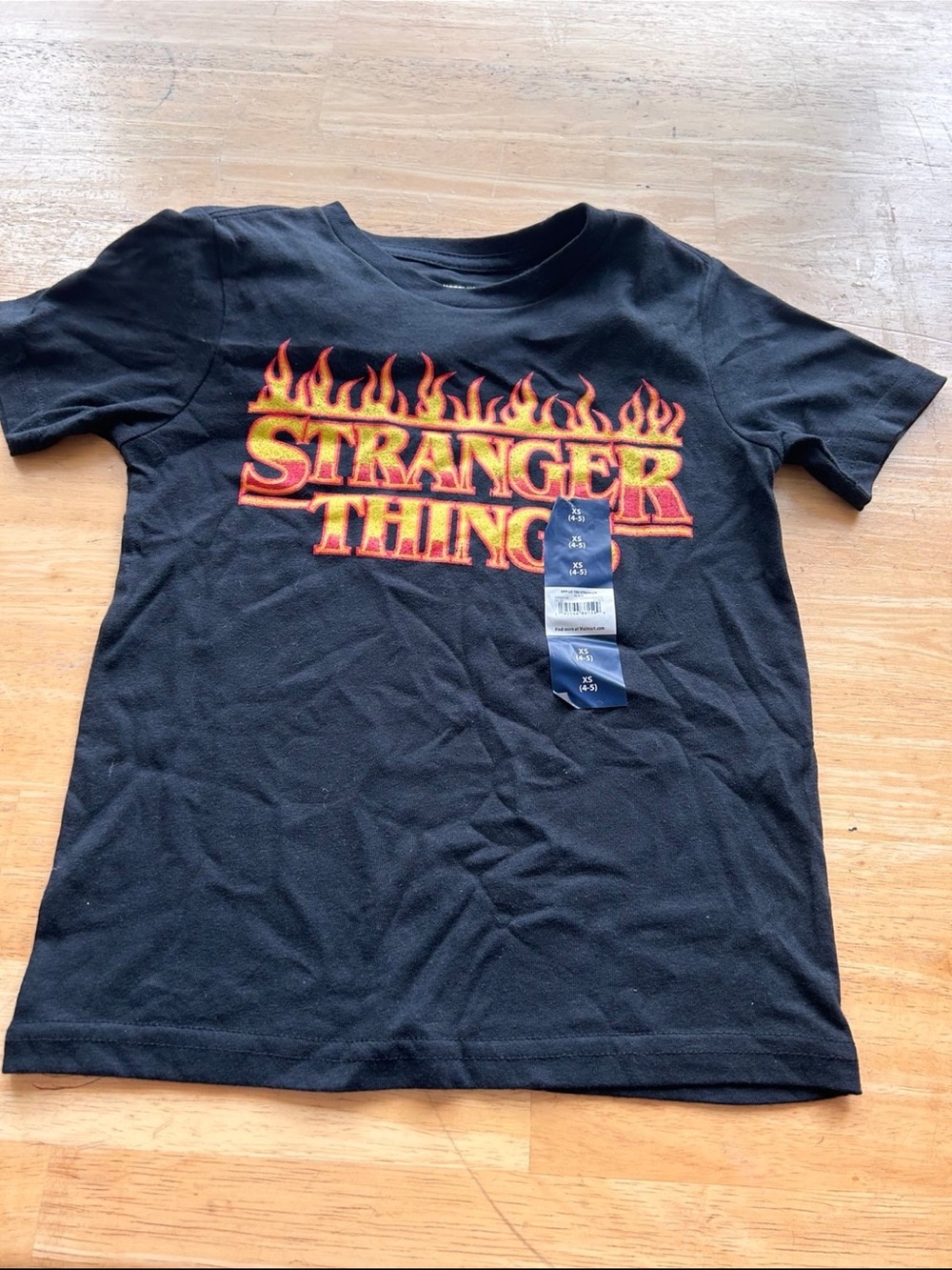 stranger things tshirt 4/5  boys girls unisex black fire flames